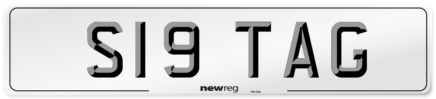 S19 TAG Number Plate from New Reg
